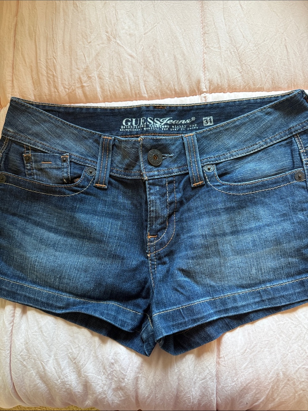 Guess Blue Washed Denim Short Shorts